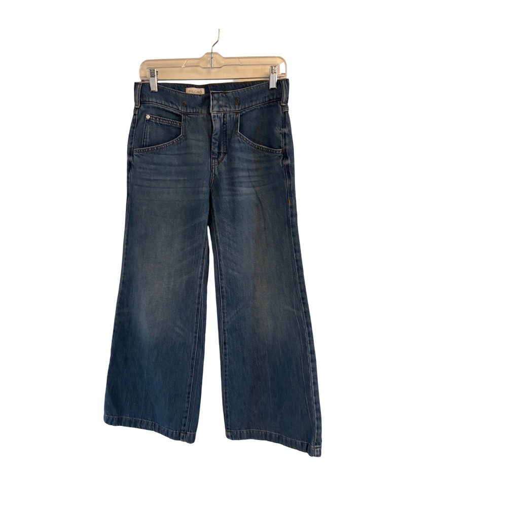 Pilcro Anthropologie Wide Leg Jeans Blue Denim Petite 25P High Rise Flare
